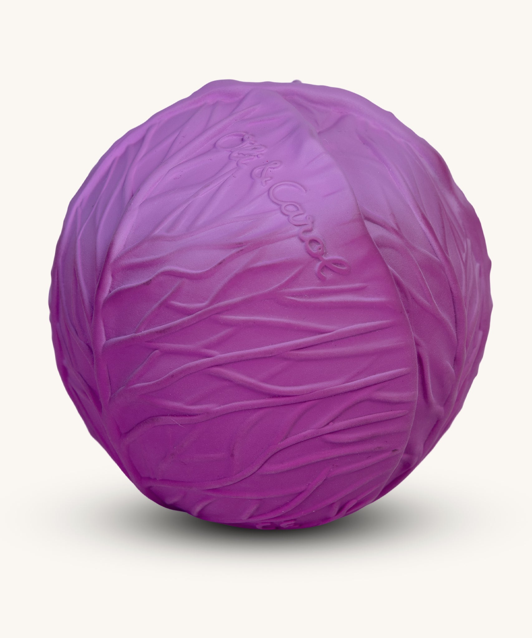 Oli & Carol 100% Natural Rubber Baby Sensory Ball - Purple Cabbage on a plain background. 