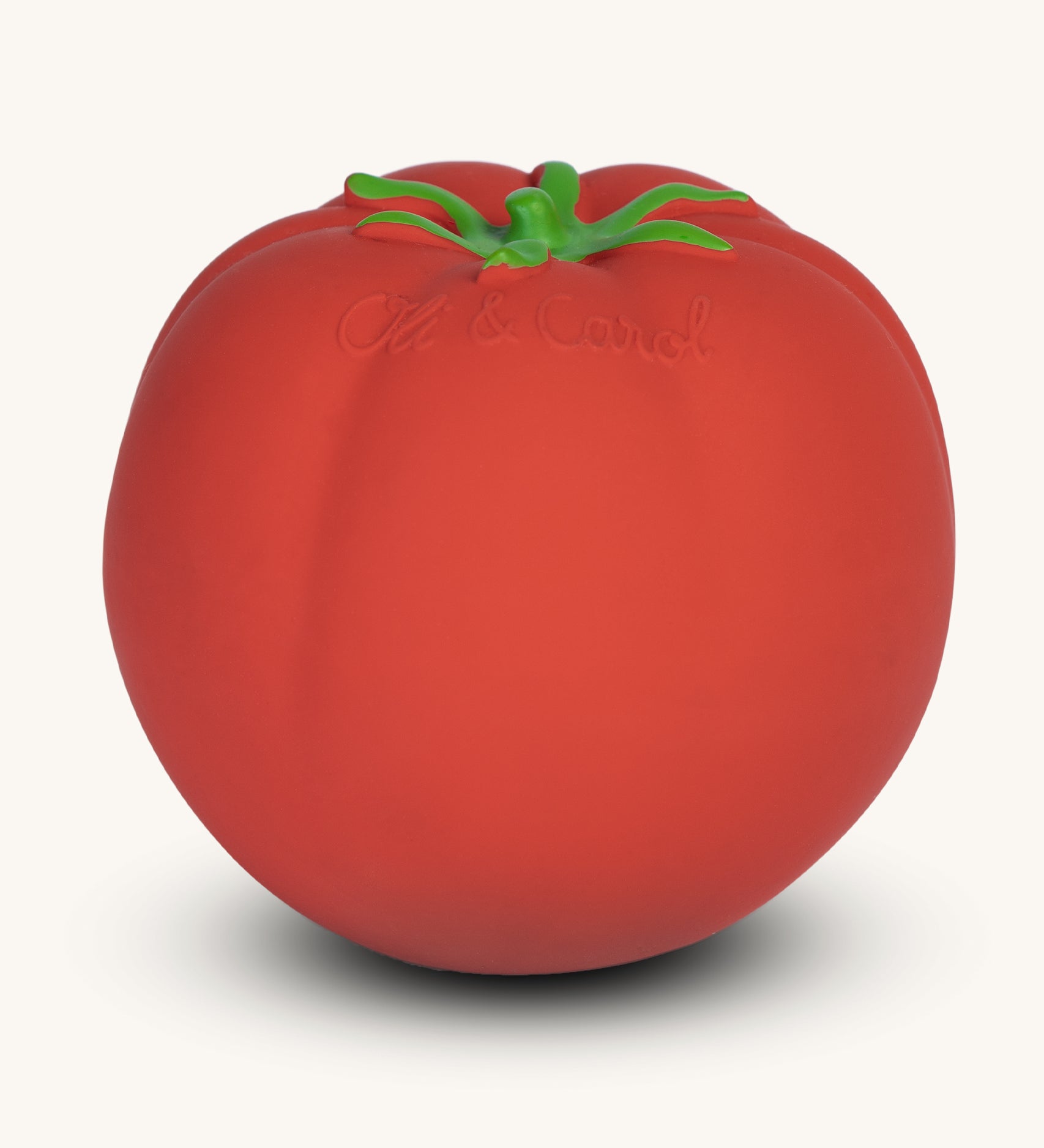 Oli & Carol 100% Natural Rubber Baby Sensory Ball - Tomato on a plain background. 