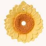 Oli & Carol yellow coloured Sun The Sunflower Baby Teether with raised textured detailing