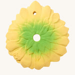 The back of the Oli & Carol Sun The Sunflower Baby Teether showing the green detail on the back of the flower