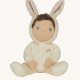 Olli Ella cream coloured Basil Bunny Dinky Dinkum Doll in a seated position