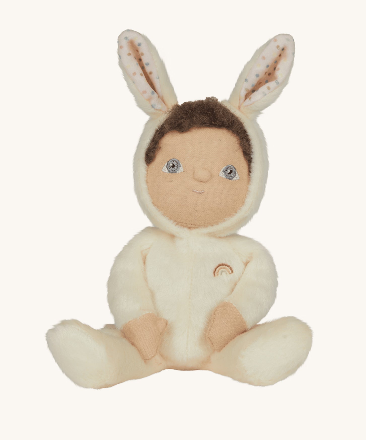 Olli Ella cream coloured Basil Bunny Dinky Dinkum Doll in a seated position