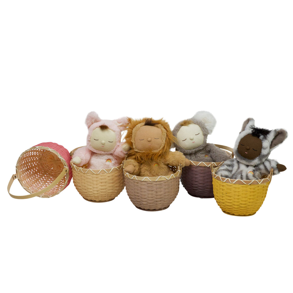 Olli Ella Small Blossom Baskets pictured together with the Wild cozy dinkums in them