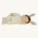 Olli Ella cream coloured Basil Bunny Dinky Dinkum Doll in a side laying position