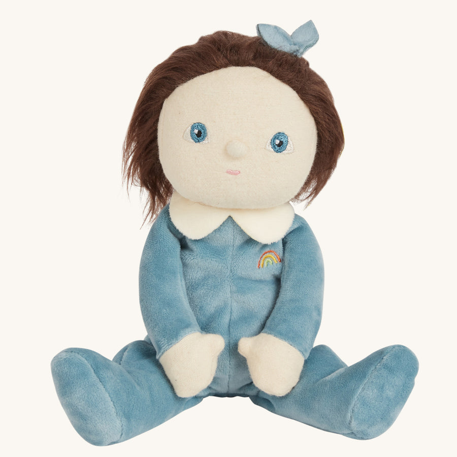 Olli ella betsy blueberry dinky dinkum doll toy sat on a beige background