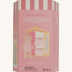 Olli Ella Dress Me Dinky Doll - Mia Melody, back of box. Cream background.