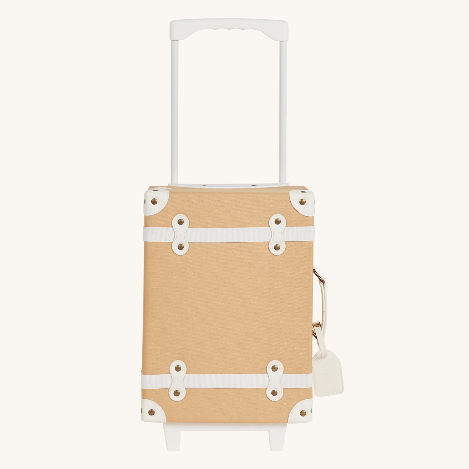 Olli Ella Kids See-Ya Suitcase in a Butterscotch beige colour pictured on a plain background