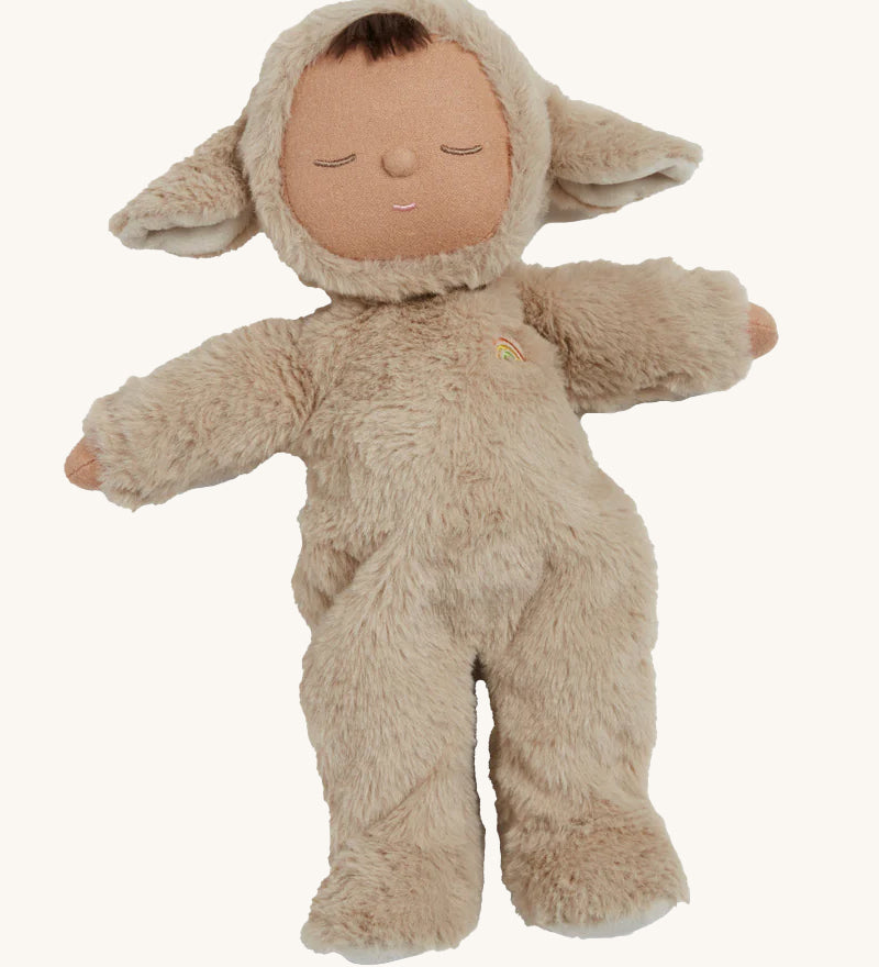 Olli Ella Lamby Pip Cozy Dozy Dinkum Doll on a plain background.