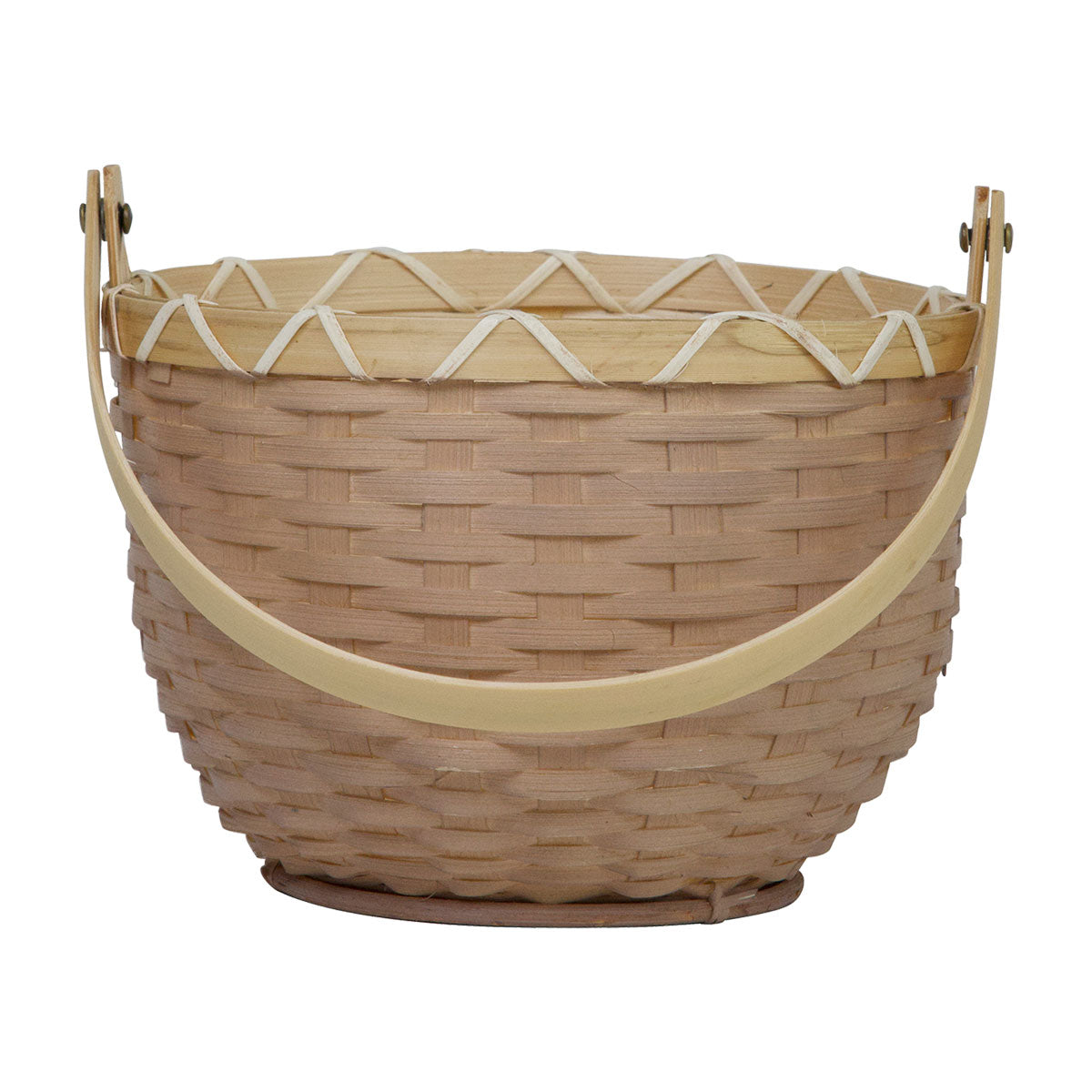 Olli Ella Small light grey Blossom Basket with handle down pictured on a plain white background