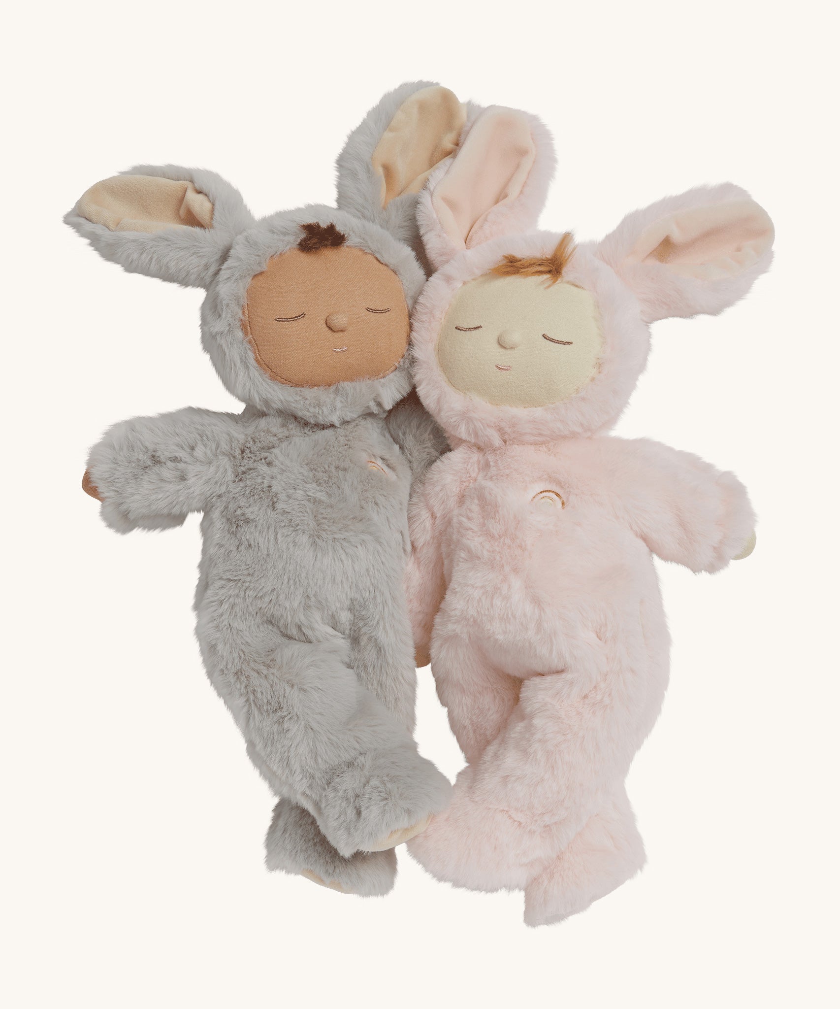 Olli Ella Lullaby Bunny Cozy Dinkums pictured on a plain background. 