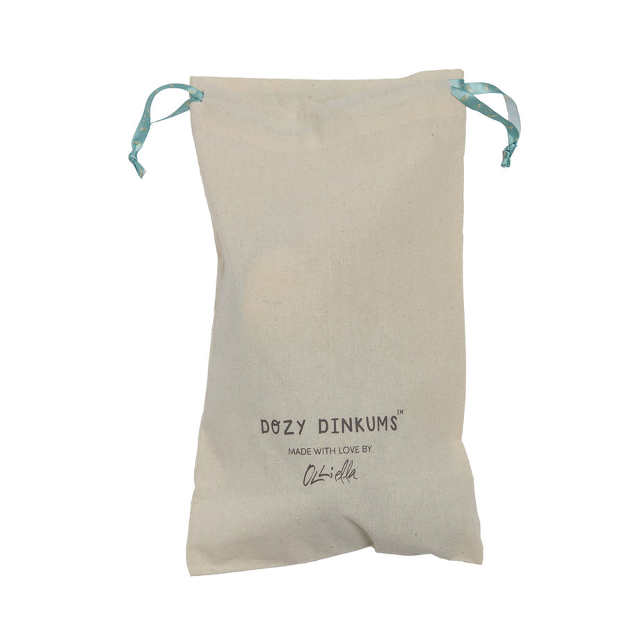 Drawstring bag for the Olli Ella moppet ocean dozy dinkum toy on a white background