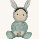 Olli Ella mint green coloured Biscuit Bunny Dinky Dinkum Doll in a seated position