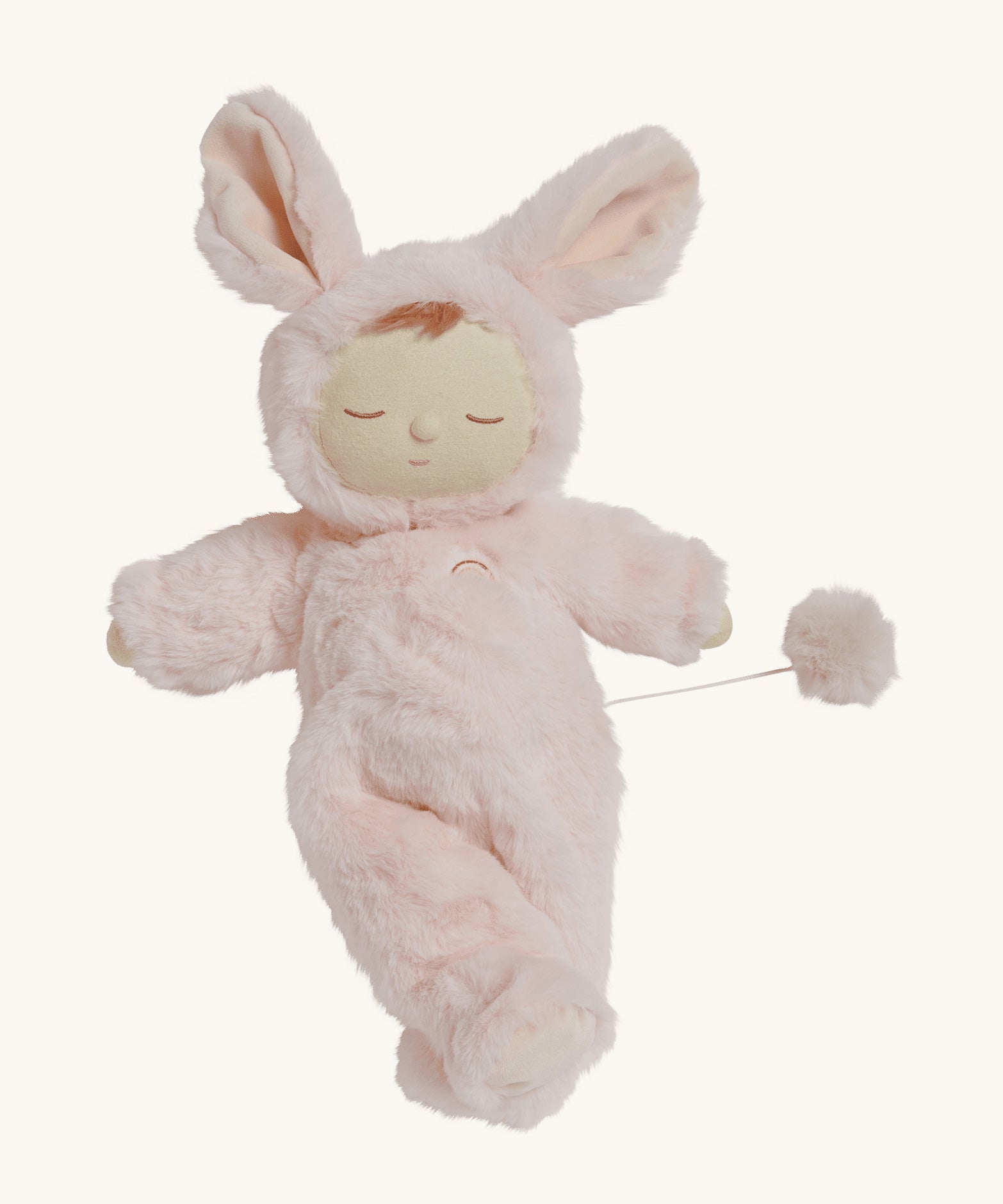 The Olli Ella Pink Bunny Moppet Lullaby Cozy Dinkum on a plain background.