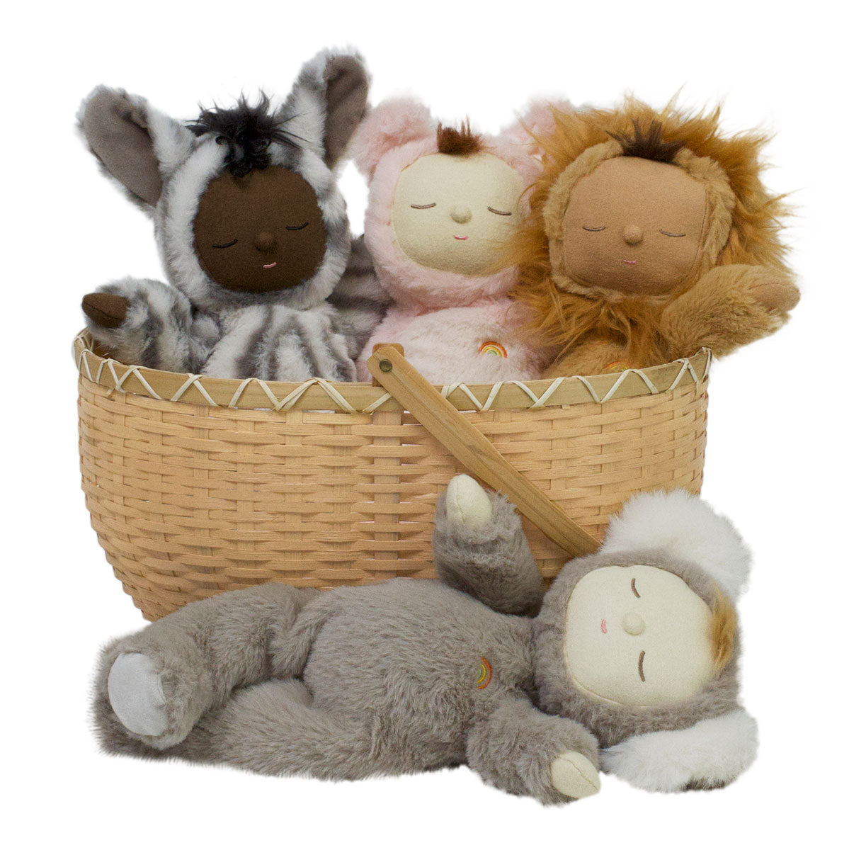 Olli Ella Nude Big Blossom Basket with Wild Cozy dinkum dolls