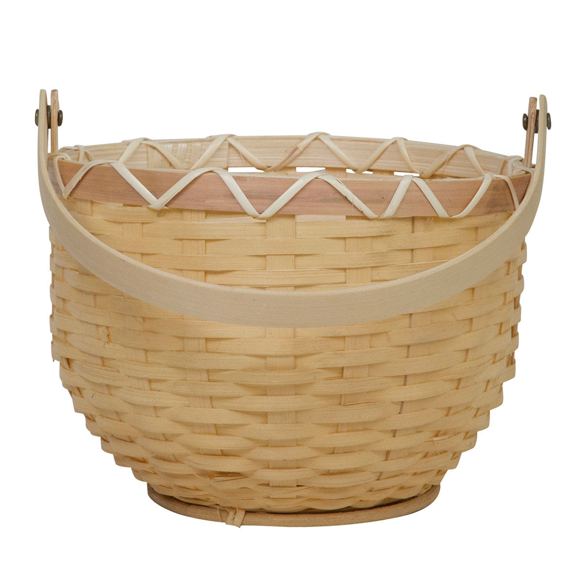 Olli Ella Small Nude Blossom Basket with handle down pictured on a plain coloured background