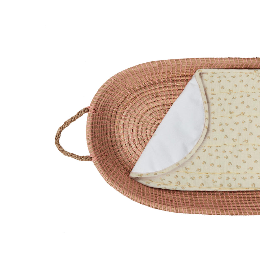 Olli Ella organic cotton luxe basket liner in the leafed mushroom print