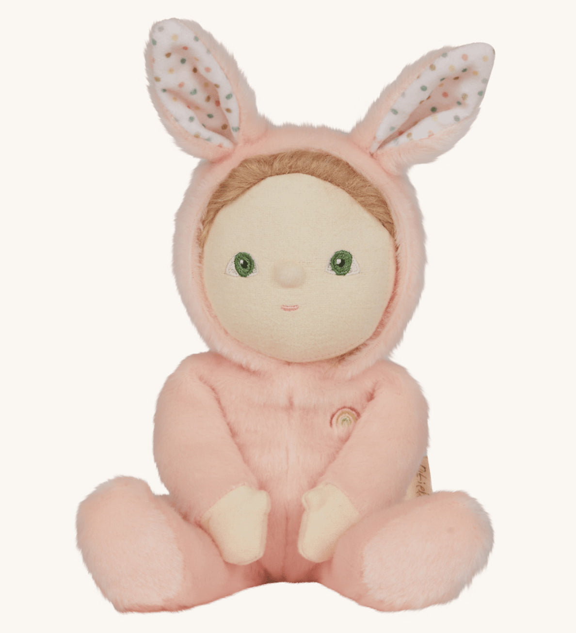 Olli Ella pink coloured Babbit Bunny Dinky Dinkum Doll in a seated position