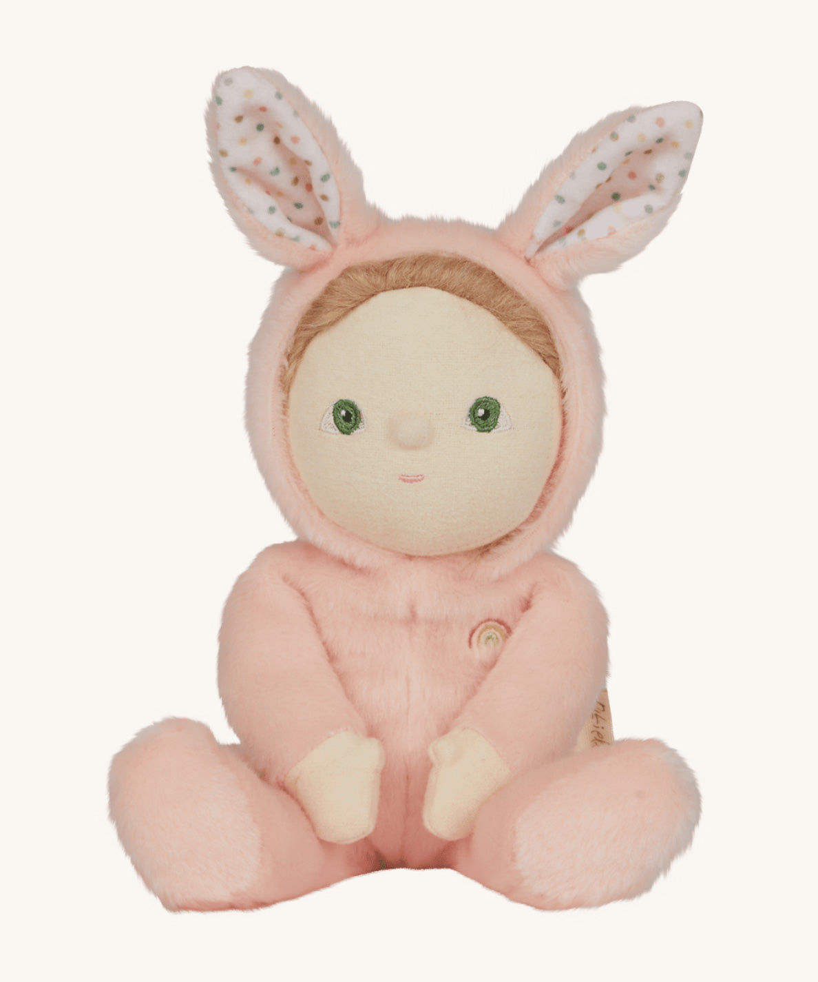 Olli Ella pink coloured Babbit Bunny Dinky Dinkum Doll in a seated position