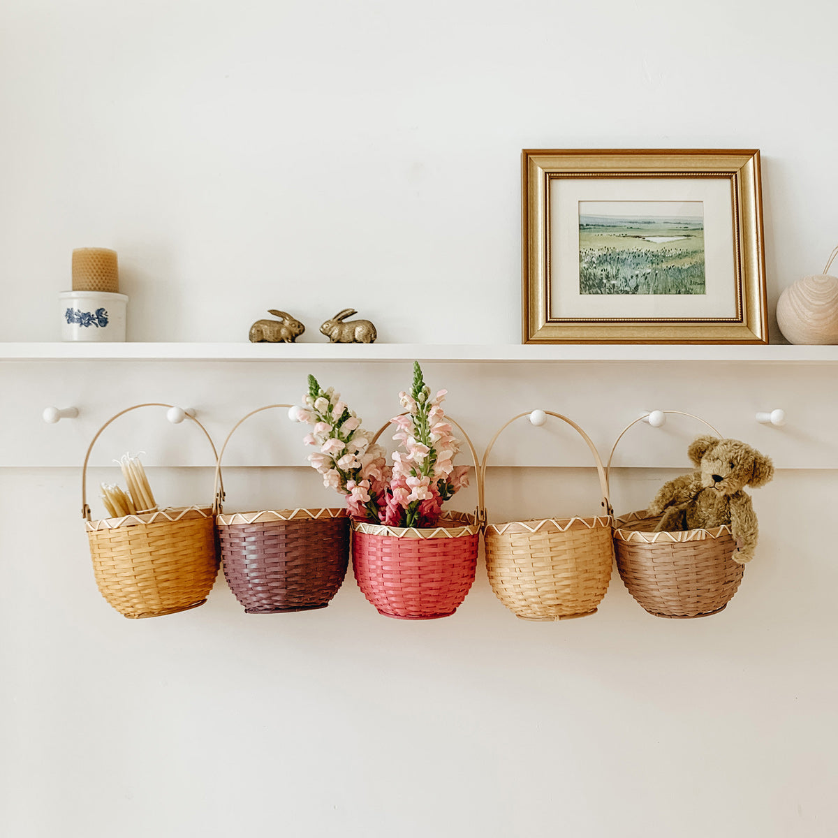 5 Olli Ella coloured rattan blossom baskets