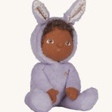 Olli Ella purple coloured Babs Bunny Dinky Dinkum Doll in a seated position.