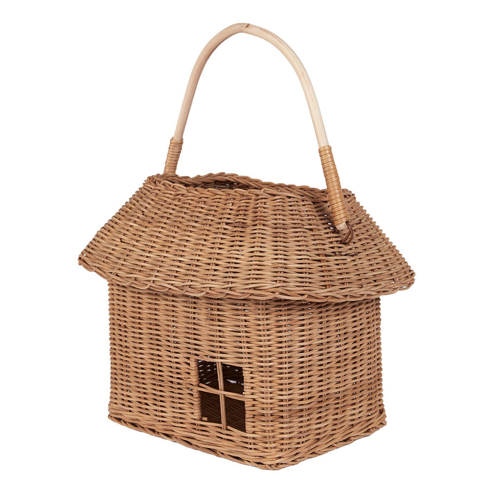 olli ella big rattan hutch basket on the white background