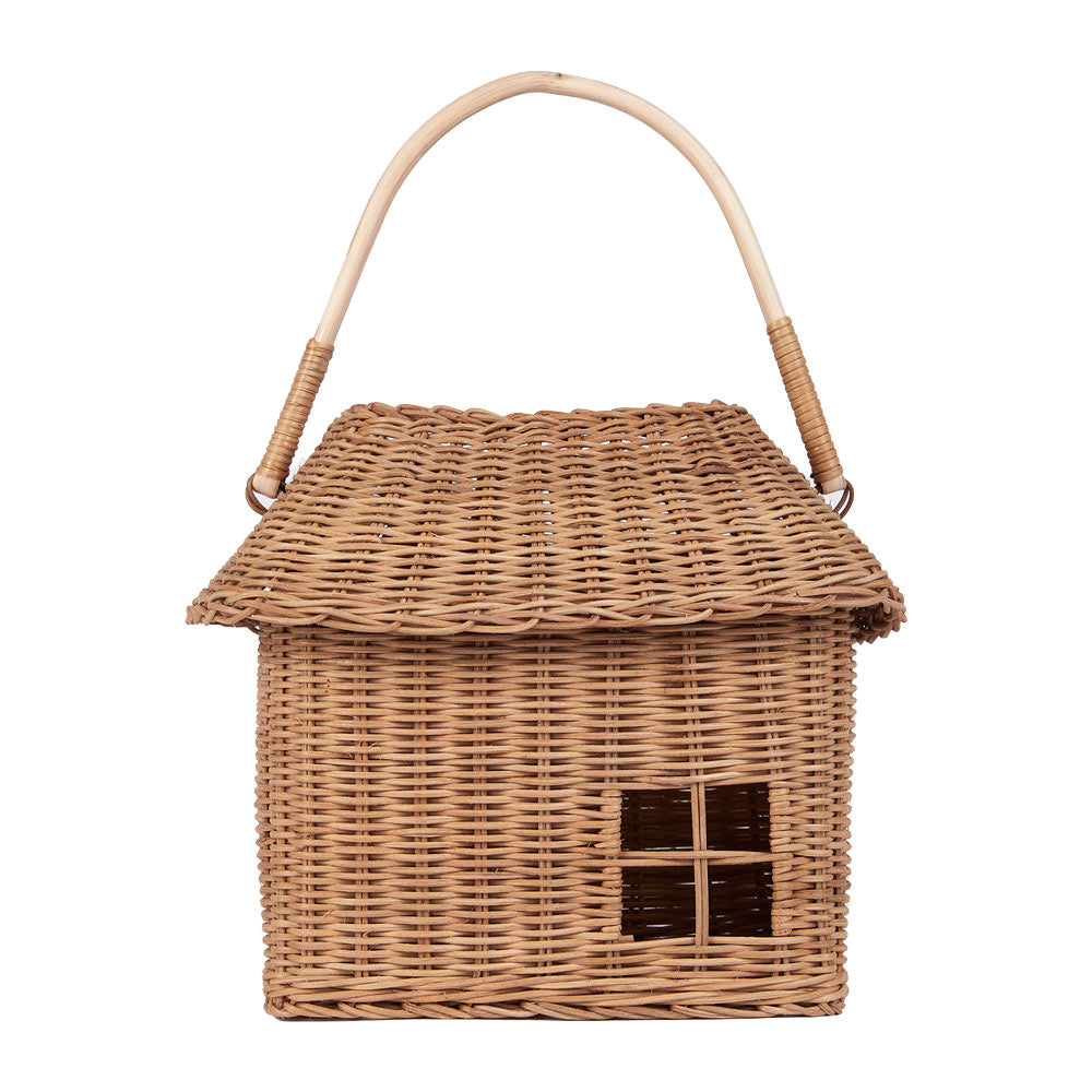 olli ella big rattan hutch basket on the white background