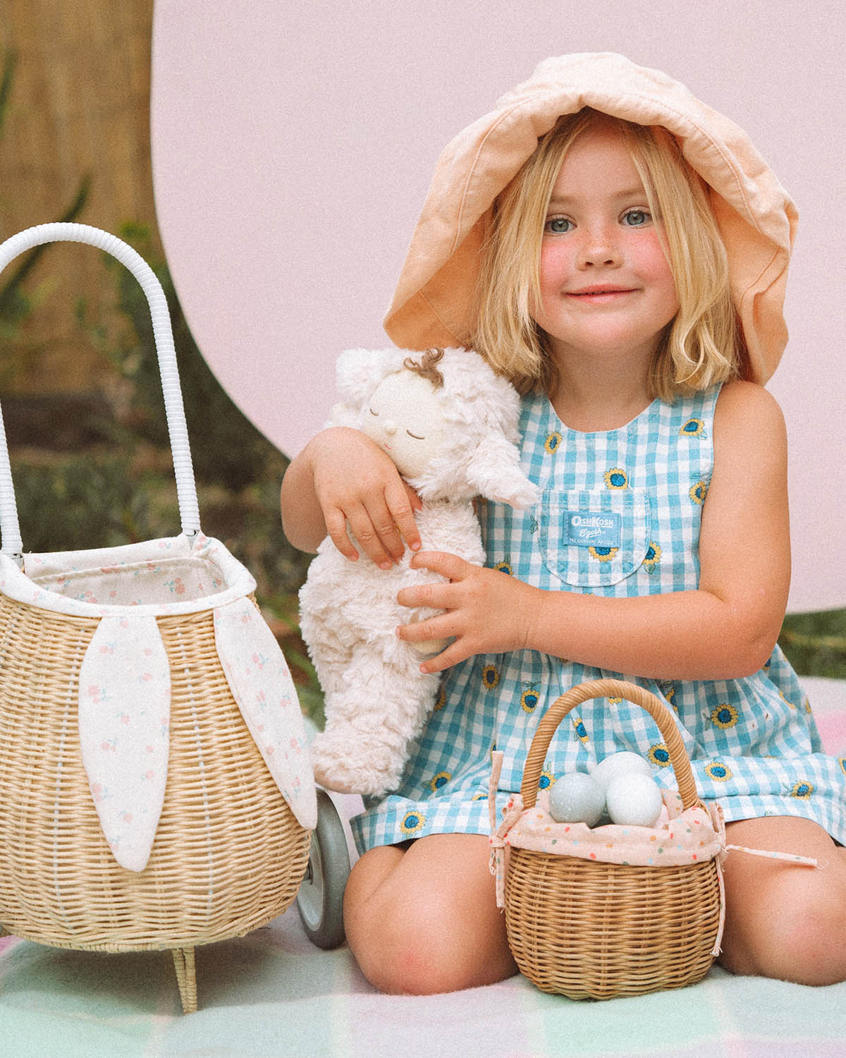 A child happily playing an egg hunt