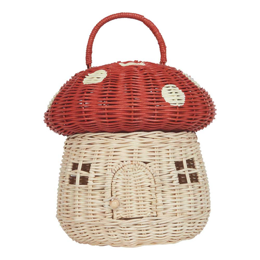 Olli Ella Rattan Mushroom Basket - Red