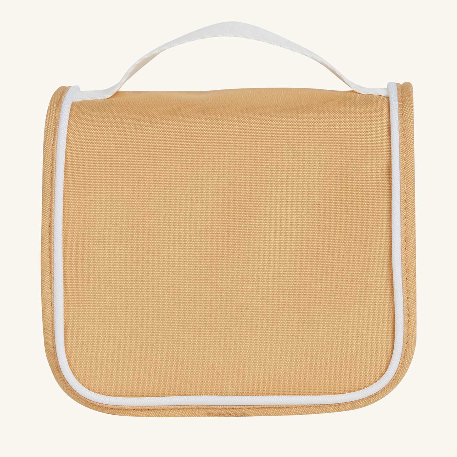 Olli Ella See-Ya wash bag in a butterscotch yellow colour pictured on a plain background