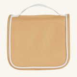 Olli Ella See-Ya wash bag in a butterscotch yellow colour pictured on a plain background