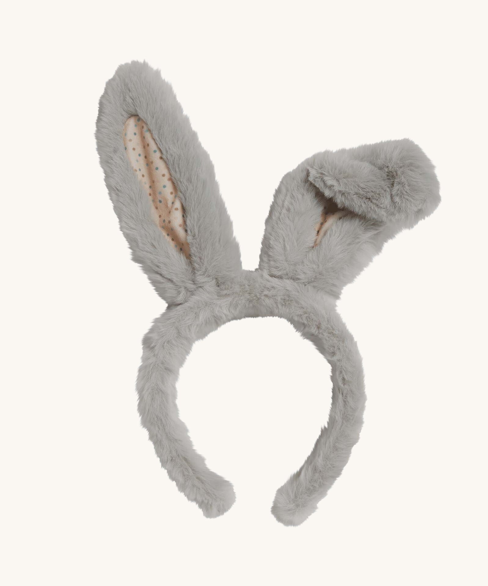 Olli Ella grey Smoke coloured fluffle bunny ears headband on a plain background. 