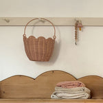 Olli Ella Rattan Tulip Carry Basket - Seashell Pink