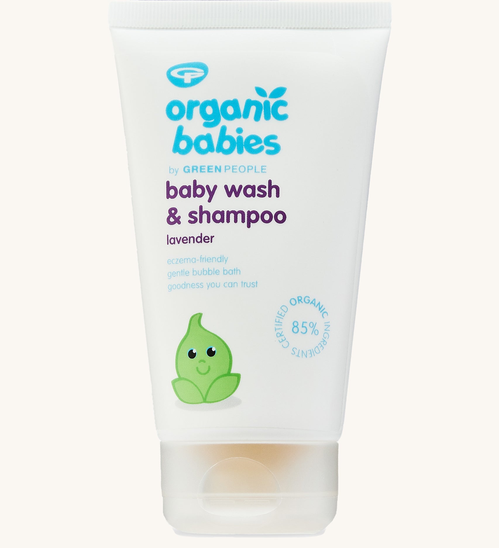 Organic Babies Baby Wash & Shampoo Lavender on a plain background. 