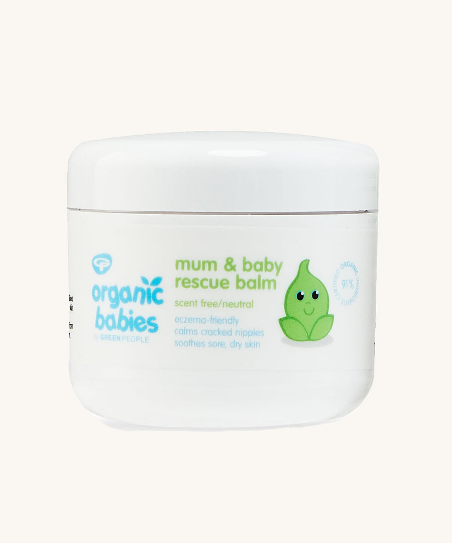 Organic Babies Mum & Baby Rescue Balm in a 100ml pot on a plain background. 