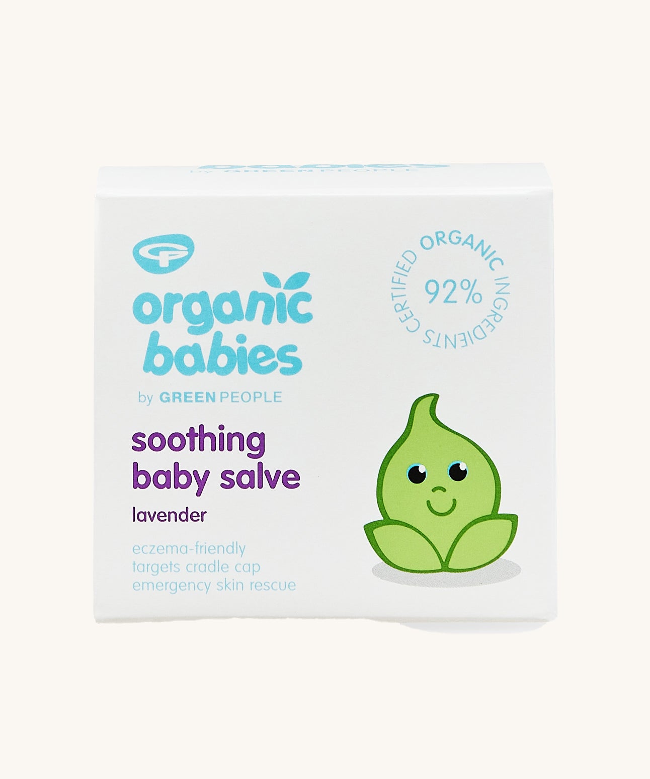 Organic Babies Soothing Baby Salve packaging box on a plain background.