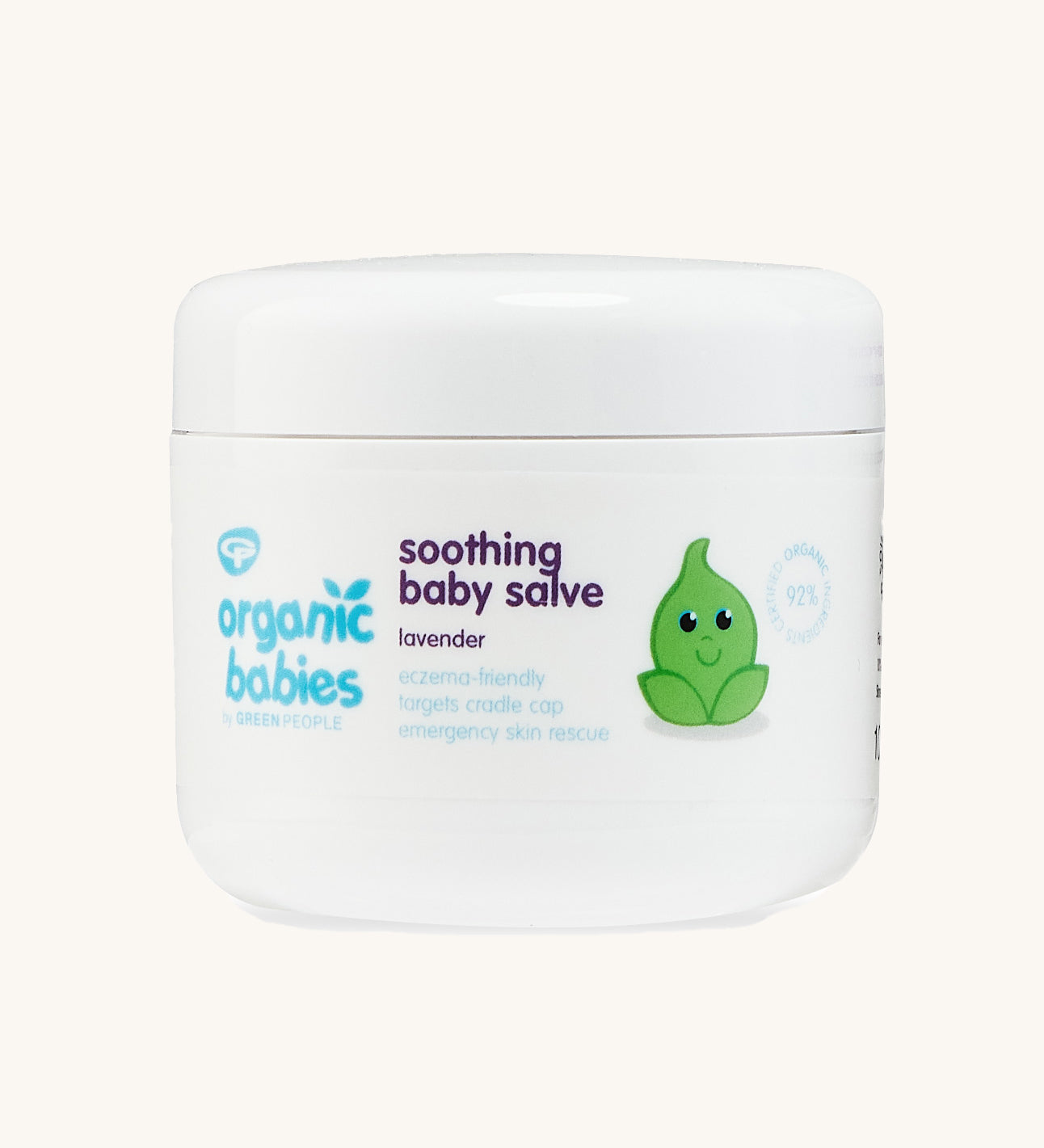 Organic Babies Soothing Baby Salve on a plain background.