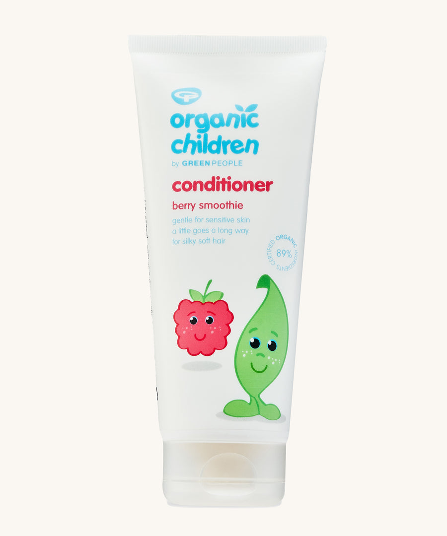 Organic Children Conditioner - Berry Smoothie on a plain background. 