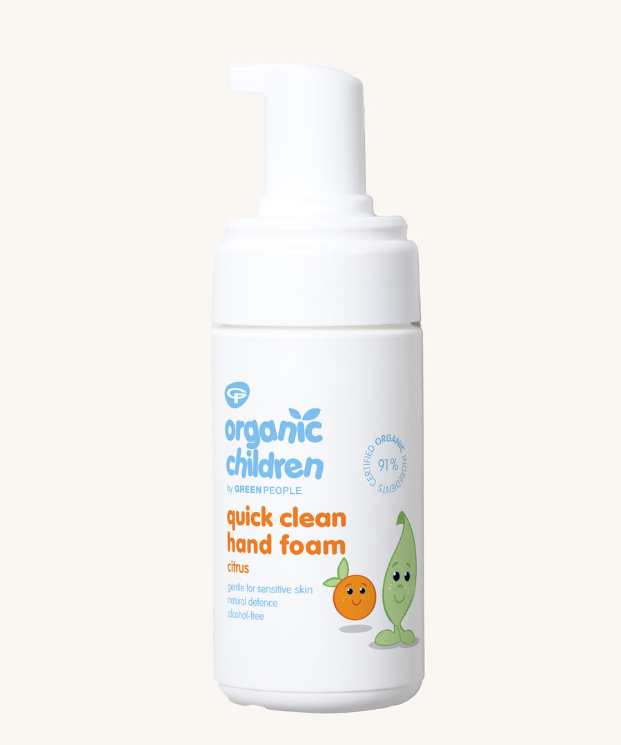 Organic Children Sticky Hands Sanitiser on a plain background. 