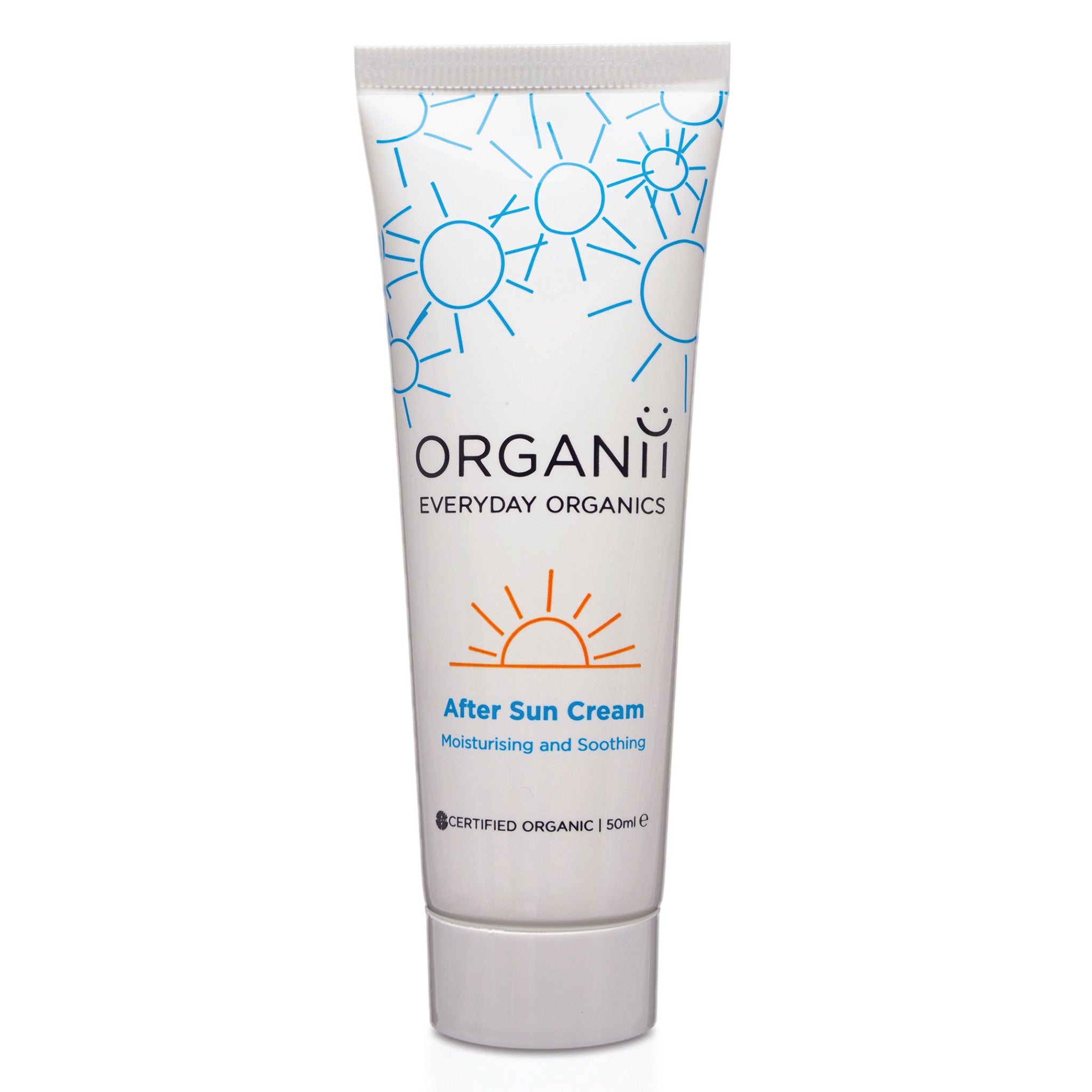 Organii Moisturising After Sun Cream 50ml tube, on a white background