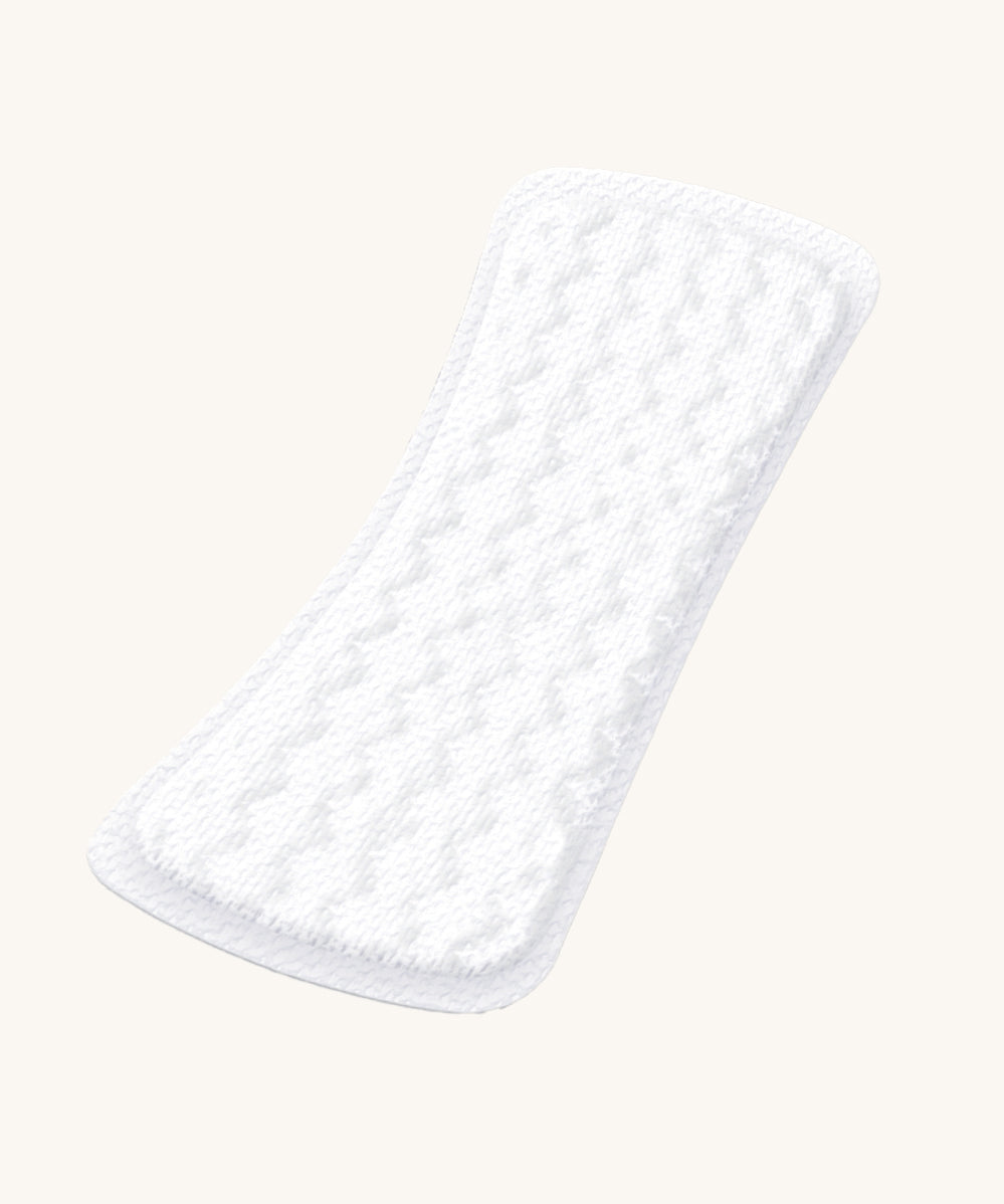 A single Organyc  Light Flow Panty Liners shown out of it's packaging on a plain background.