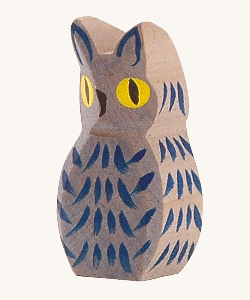 Ostheimer Blue Owl on a white background. 