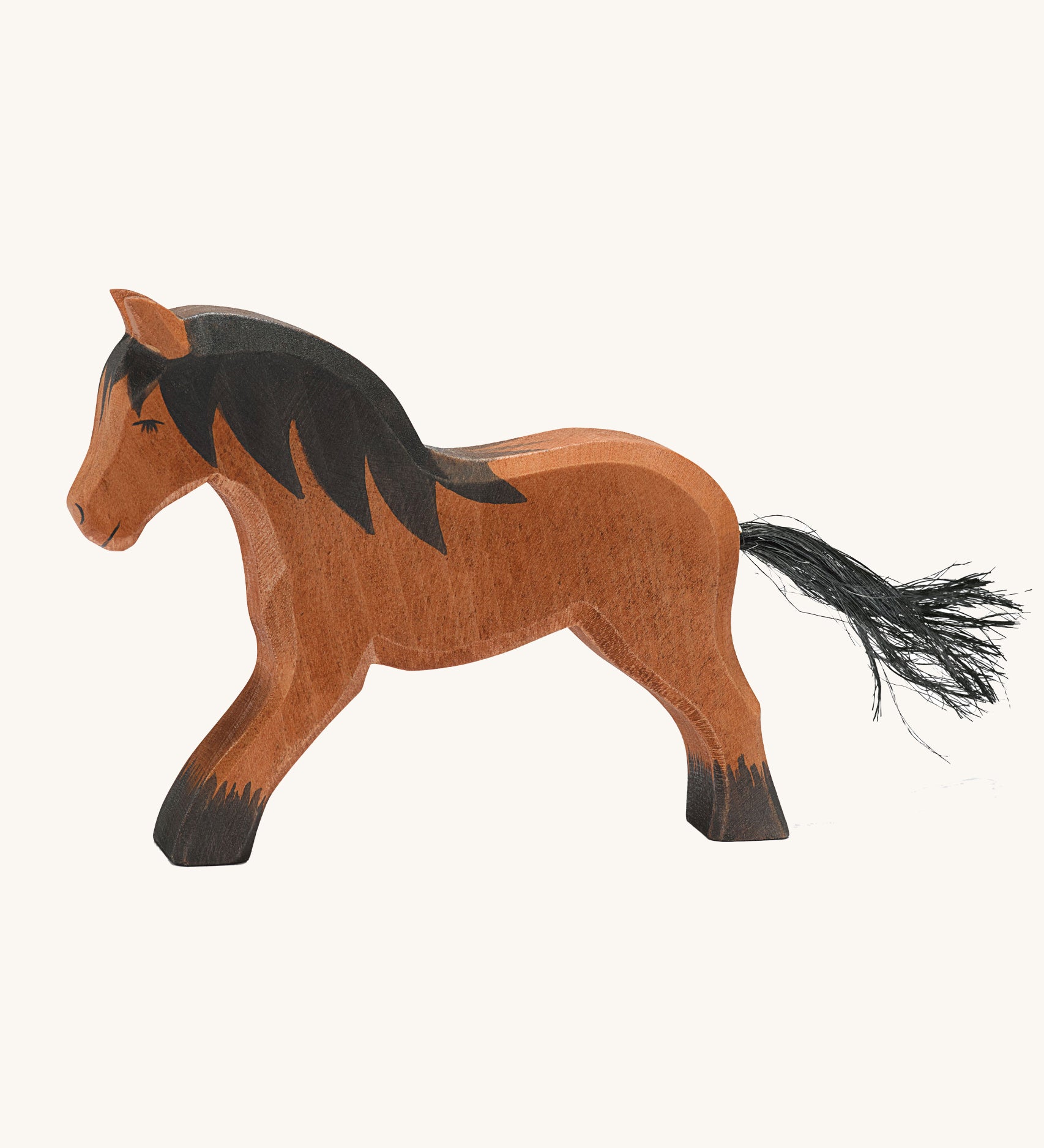 Ostheimer Brown Cold Blood Horse wooden toy figure on a plain background.