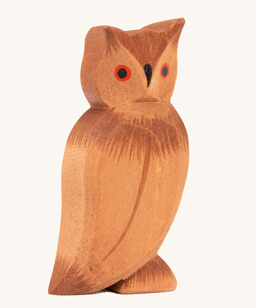 Ostheimer eagle owl wooden toy figure on a plain background.