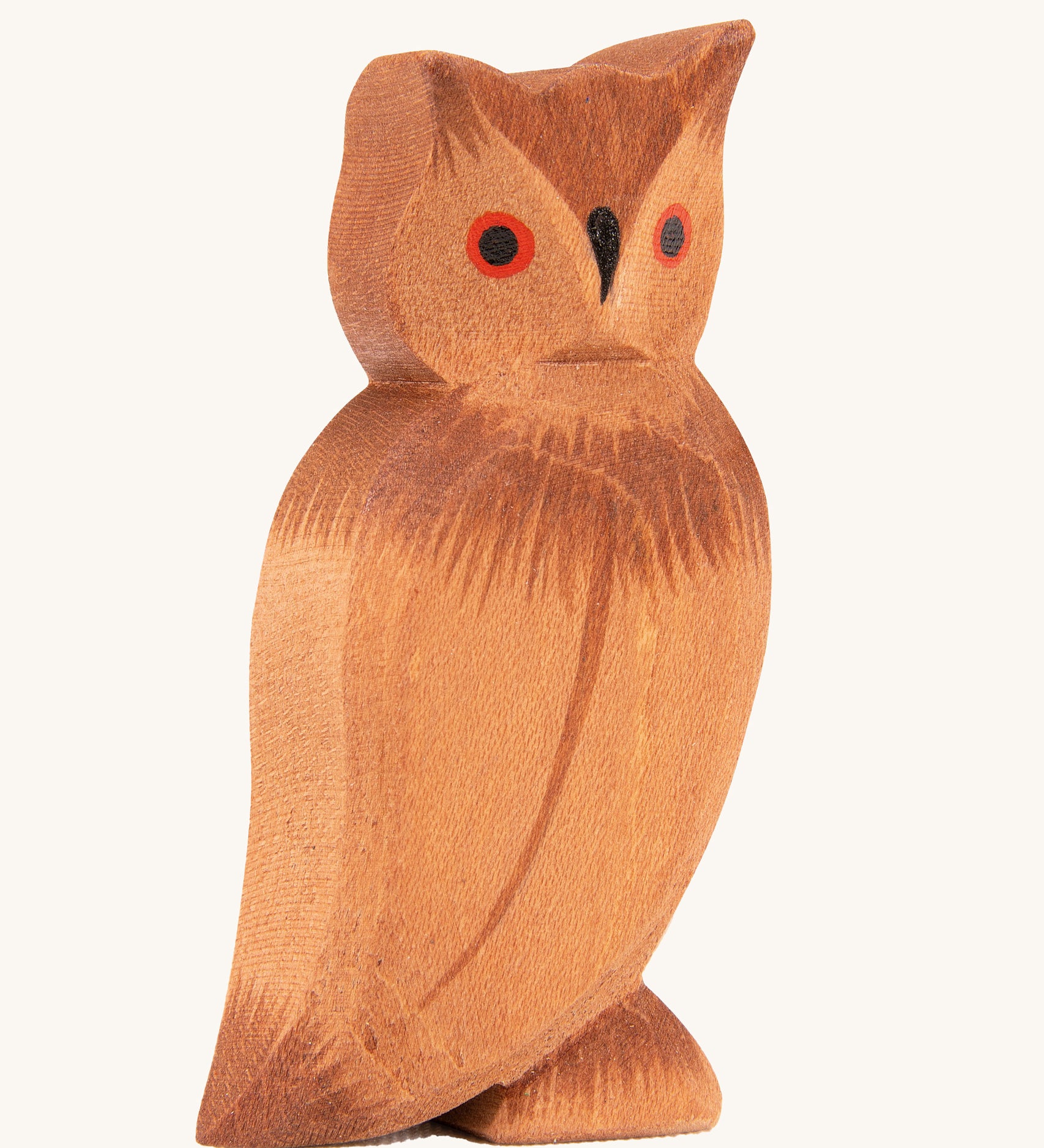 Ostheimer eagle owl wooden toy figure on a plain background.