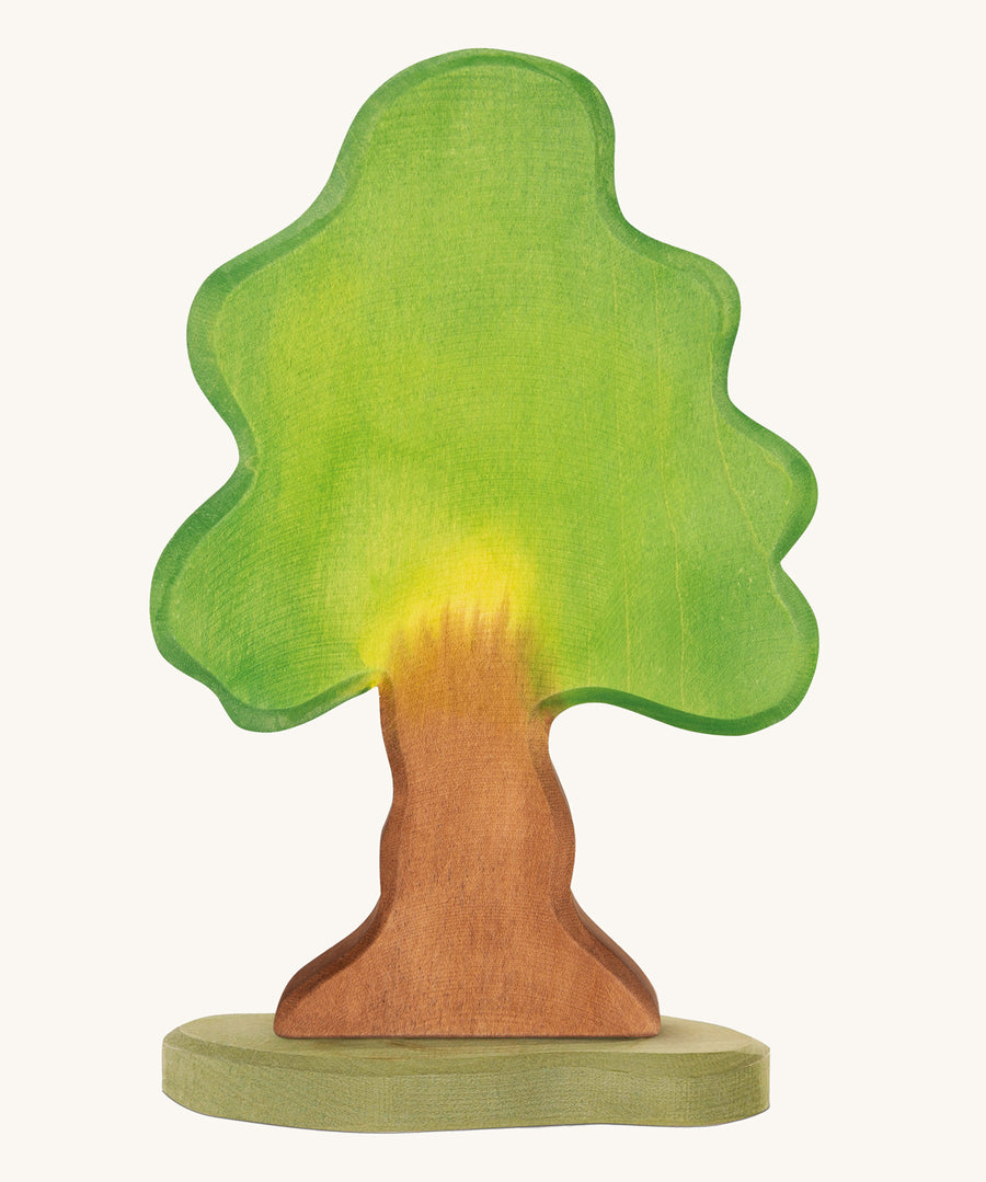 Ostheimer Large Oak Tree & Support wooden toy figure on a plain background. 