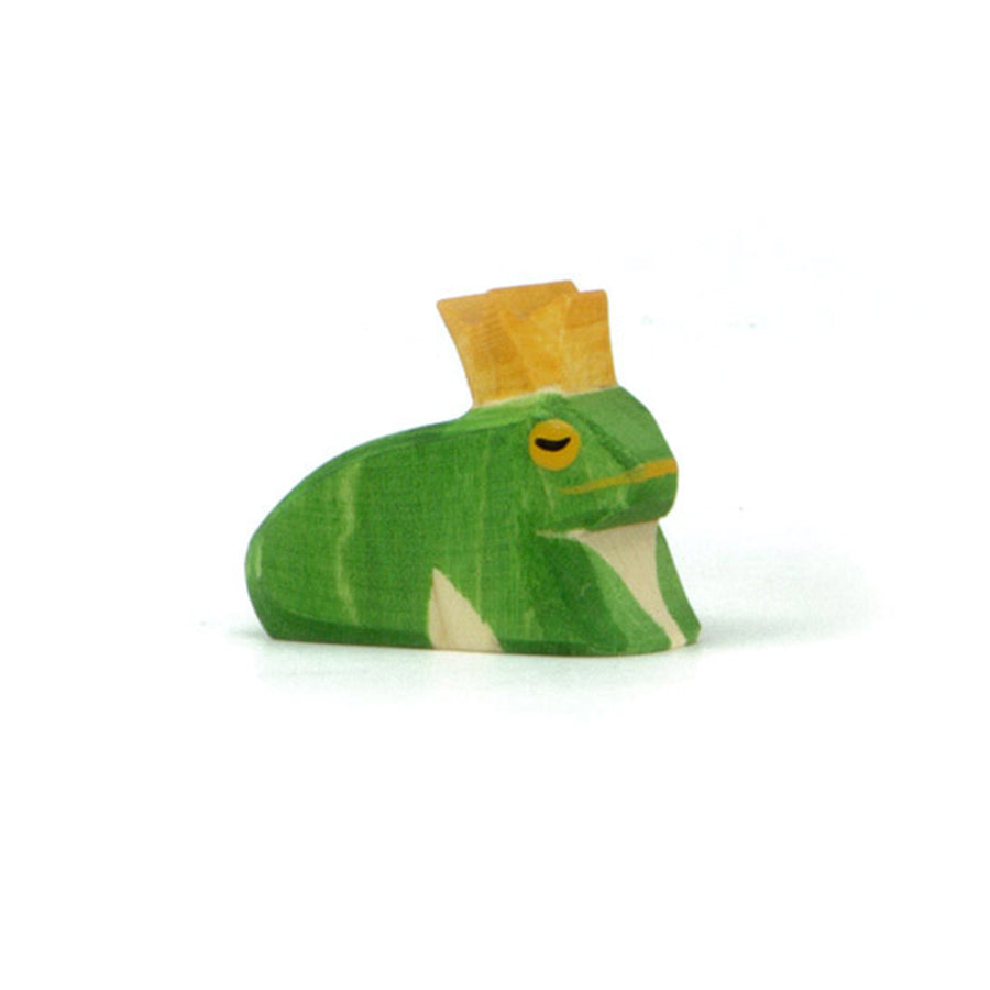 Ostheimer miniature wooden frog king toy figure on a white background