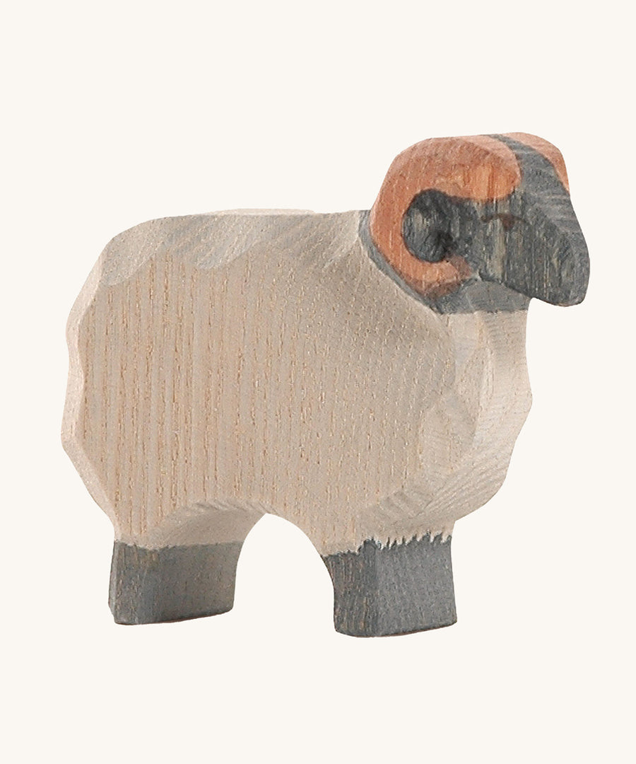 Ostheimer Moorland Ram toy figure on a plain background. 