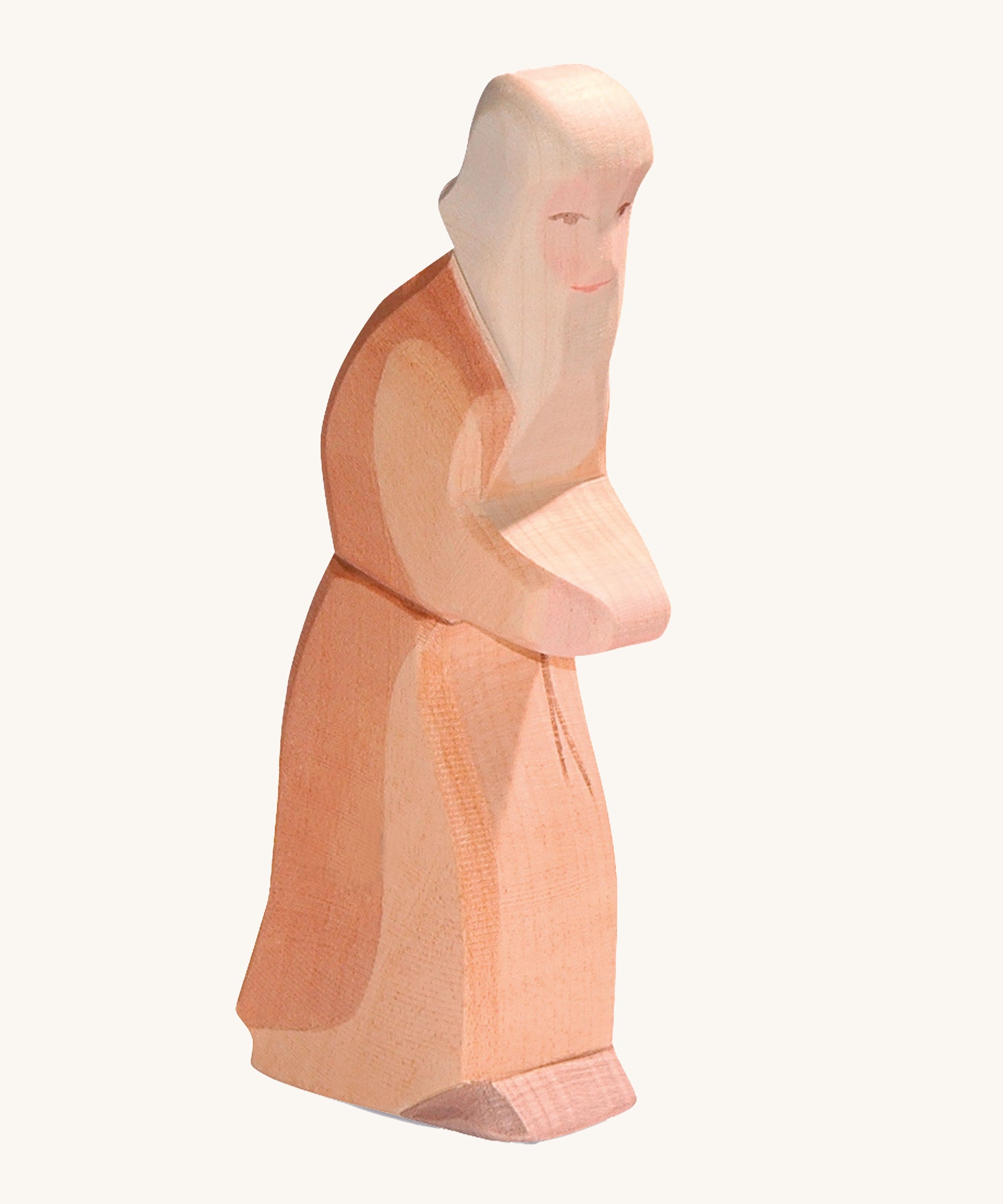 Ostheimer wooden Noah figure toy on a plain background. 