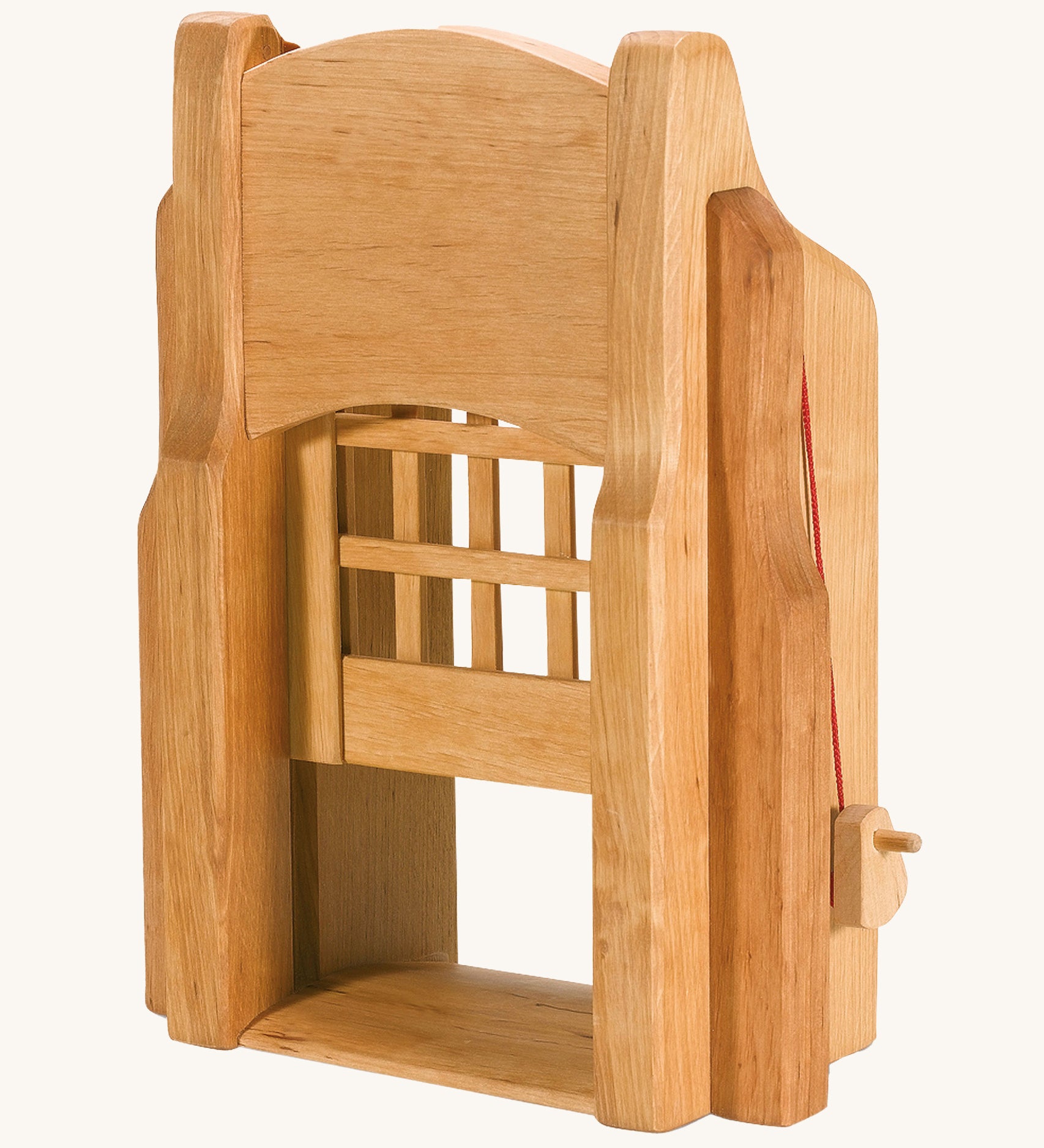 Ostheimer kids handmade wooden castle portcullis gate toy on a cream background