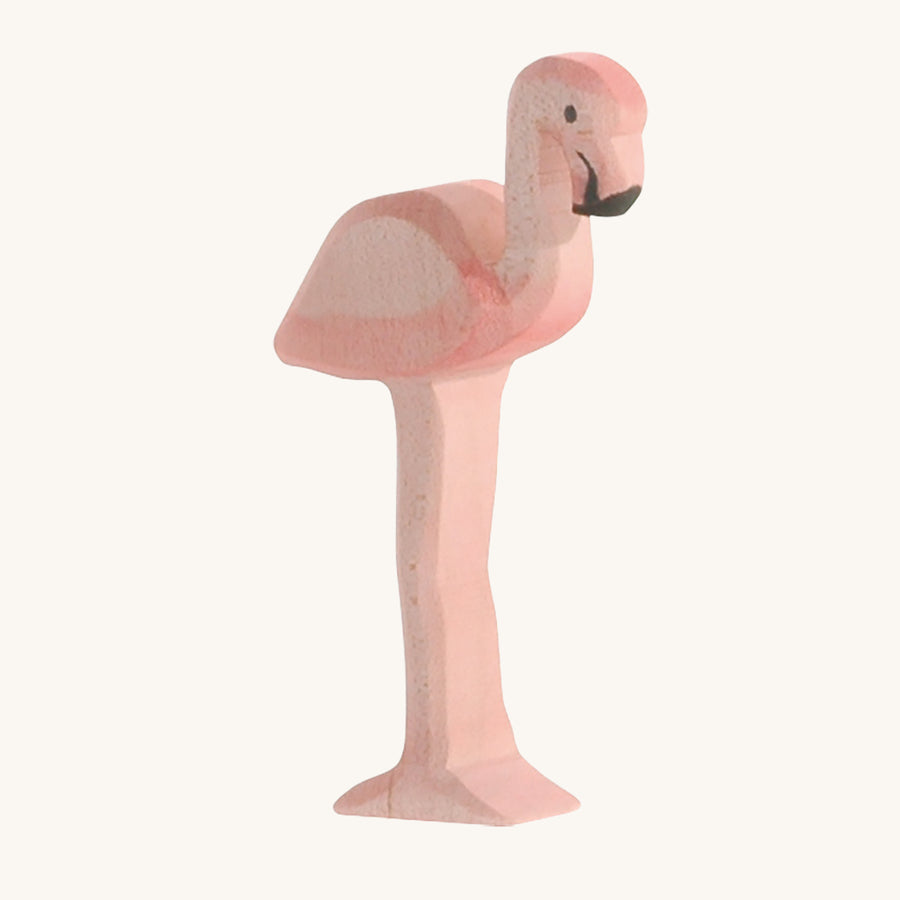 Ostheimer wooden flamingo in pink with black beak